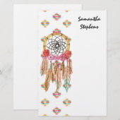 Boho Aztec Waterverf Native American Drocatcher Briefpapier (Voorkant / Achterkant)