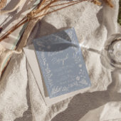 Boho Azure Blauwe Bloem Botanische QR Code Huwelij Kaart