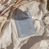 Boho Azure Blue Floral Botanical Photo Fun Wedding Kaart