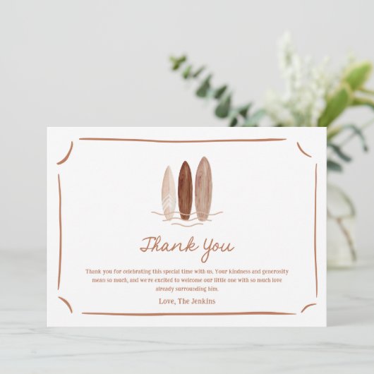 Boho Baby aan boord genderneutraal Baby shower Bedankkaart (Staand voorkant)