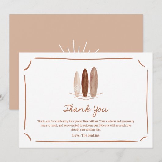 Boho Baby aan boord genderneutraal Baby shower Bedankkaart (Voorkant / Achterkant)