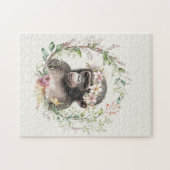 boho baby aap met wilde bloem legpuzzel (Horizontaal)