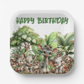 Boho Baby Animal Safari Birthday Papieren Bordje (Voorkant)