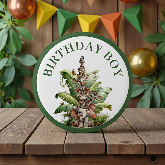 Boho Baby Animal Safari Birthday Ronde Button 5,7 Cm