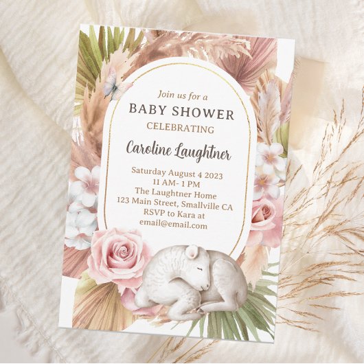 Boho Baby Animal Sleeping Sheep Baby shower Kaart