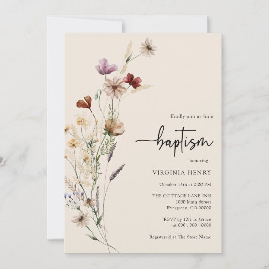 Boho Baby Baptism Invitation Kaart (Voorkant)