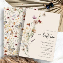 Boho Baby Baptism Invitation