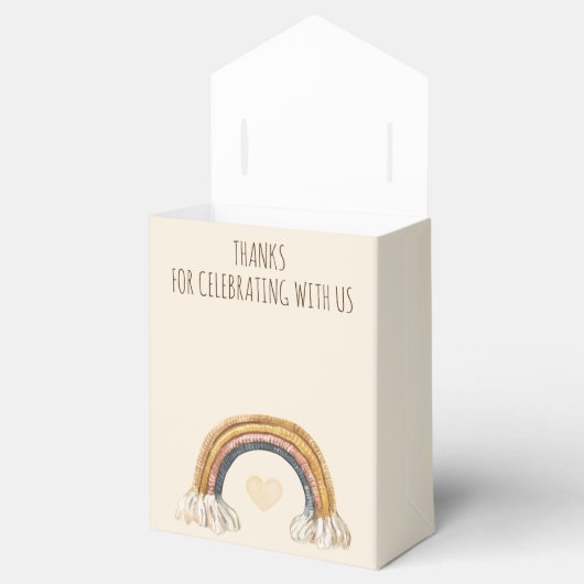 Boho Baby Beige Waterverf Rainbow Favor Box Bedankdoosjes (Geopend)