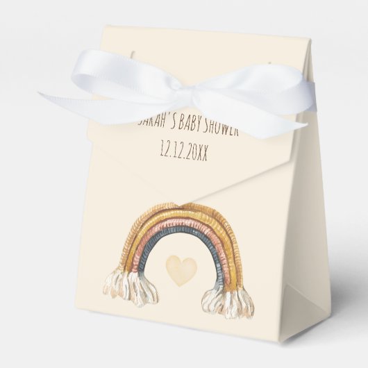 Boho Baby Beige Waterverf Rainbow Favor Box Bedankdoosjes (Voorkant Zijde)