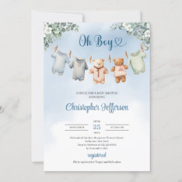 Boho Baby Blauwe kleding Eucalyptus Baby shower Jo Kaart