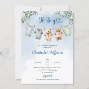 Boho Baby Blauwe kleding Eucalyptus Baby shower Jo Kaart
