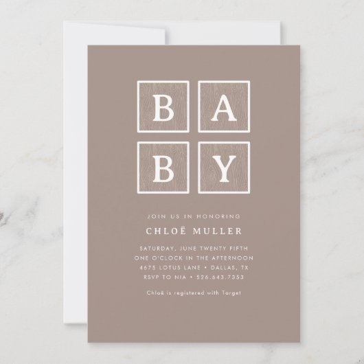 Boho Baby blokkeert neutraal modern Baby shower | Kaart (Voorkant)