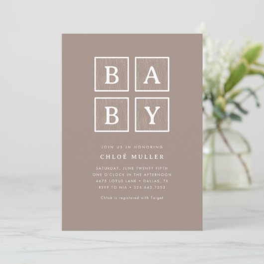 Boho Baby blokkeert neutraal modern Baby shower | Kaart (Staand voorkant)