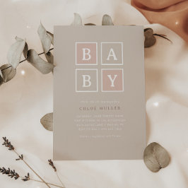 Boho Baby blokkeert roze roze moderne Baby shower  Kaart