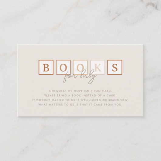 Boho Baby blokkeert Terracotta Books voor Baby Informatiekaartje (Voorkant)