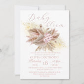 Boho Baby Bloom Pampas Gras Meisje Baby Shower Kaart (Voorkant)