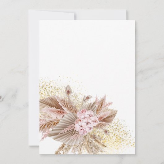 Boho Baby Bloom Pampas Gras Meisje Baby Shower Kaart (Achterkant)