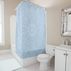 Boho Baby Blue Mandala Douchegordijn