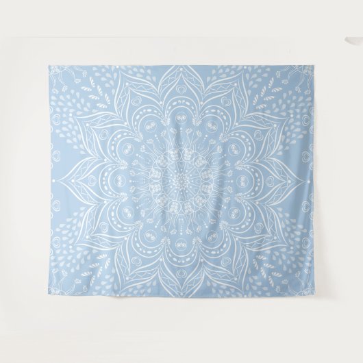 Boho Baby Blue Mandala Tapestry Wandkleed (Voorkant (horizontaal))
