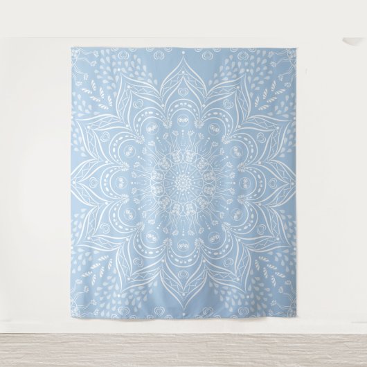 Boho Baby Blue Mandala Tapestry Wandkleed (Voorkant)
