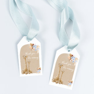 Boho Baby Blue Pampas Grass Giraffe Hartelijk dank Cadeaulabel