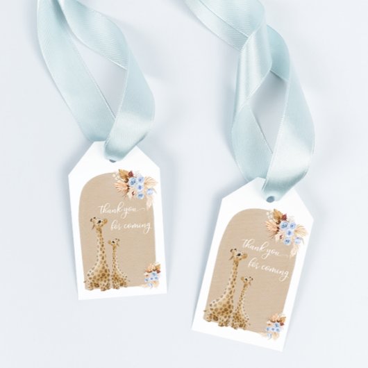 Boho Baby Blue Pampas Grass Giraffe Hartelijk dank Cadeaulabel