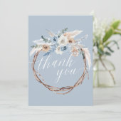 Boho Baby Blue Photo Weddenschap Hartelijk dank Kaart (Staand voorkant)