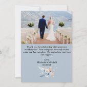 Boho Baby Blue Photo Weddenschap Hartelijk dank Kaart (Achterkant)