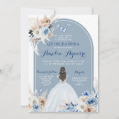 Boho Baby Blue Quinceañera Uitnodiging (Voorkant)