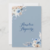 Boho Baby Blue Quinceañera Uitnodiging (Achterkant)
