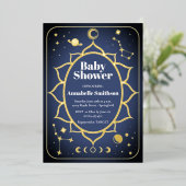Boho Baby Borrel Folie Uitnodiging (Staand Voorkant)