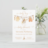 Boho Baby Boy Clothesline Baby shower Kaart (Staand voorkant)