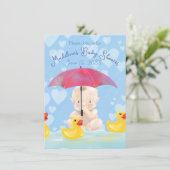 Boho Baby Boy Geel Ducky Baby shower Kaart (Staand voorkant)