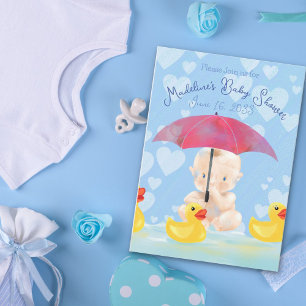 Boho Baby Boy Geel Ducky Baby shower Kaart