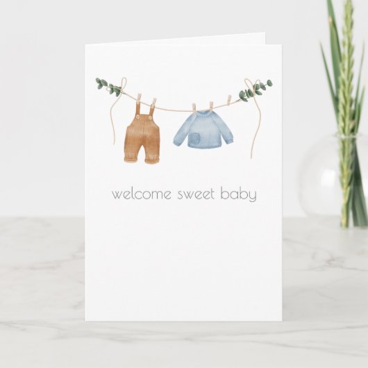Boho Baby Boy Gefeliciteerd Kaart (Voorkant)