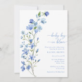 Boho Baby Boy in Bloom Blue Wildflower Baby shower Kaart (Voorkant)