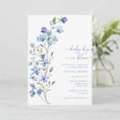 Boho Baby Boy in Bloom Blue Wildflower Baby shower Kaart (Staand voorkant)