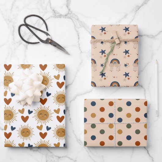 Boho Baby Boy Patroon Inpakpapier Vel (Voorkant)