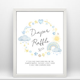 Boho Baby Boy Shower Diaper Raffle Sign Poster