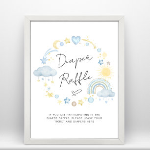 Boho Baby Boy Shower Diaper Raffle Sign Poster