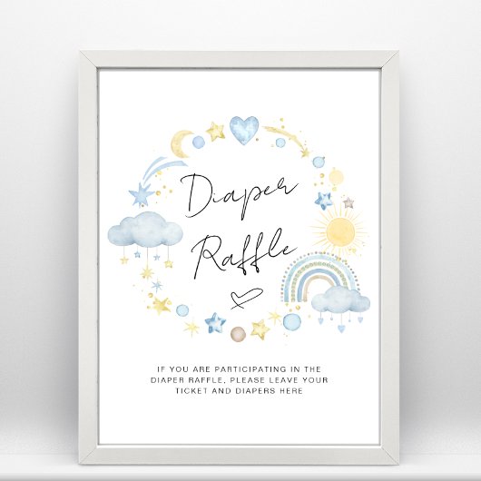 Boho Baby Boy Shower Diaper Raffle Sign Poster
