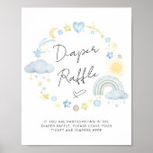 Boho Baby Boy Shower Diaper Raffle Sign Poster (Voorkant)