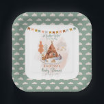 Boho Baby Boy Teepee and Toys Baby shower Paper P Papieren Bordje<br><div class="desc">Boho babyjongetjes spelen tententjes,  speelgoed en een mobiel "Baby shower"-ontwerp. Composietontwerp per feestdag — Design.</div>