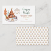 Boho Baby Boy Teepee en Toys Shower Diaper Raffle Informatiekaartje (Voorkant / Achterkant)