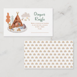 Boho Baby Boy Teepee en Toys Shower Diaper Raffle Informatiekaartje