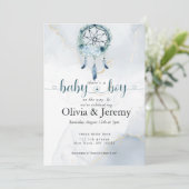 BOHO Baby BoyTeal en Dusty Blue Dreamweaver Kaart (Staand voorkant)