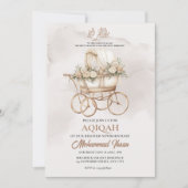 Boho Baby Carriage Aqiqah Unisex Moslim Pasgeboren Kaart (Voorkant)