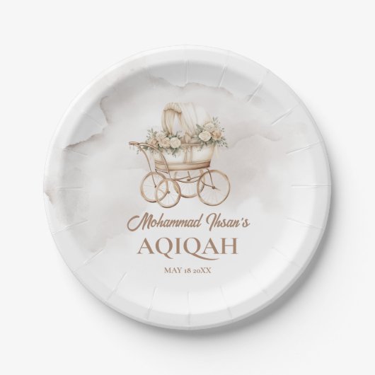 Boho Baby Carriage Aqiqah Unisex Moslim Pasgeboren Papieren Bordje (Voorkant)