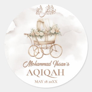 Boho Baby Carriage Aqiqah Unisex Moslim Pasgeboren Ronde Sticker