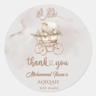 Boho Baby Carriage Aqiqah Unisex Moslim Pasgeboren Ronde Sticker